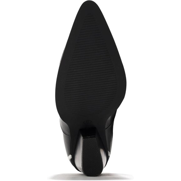 Women Black Fabric Thigh High Over The Knee Pointed Toe Chunky Heels Tall Boot - Picture 7 of 7